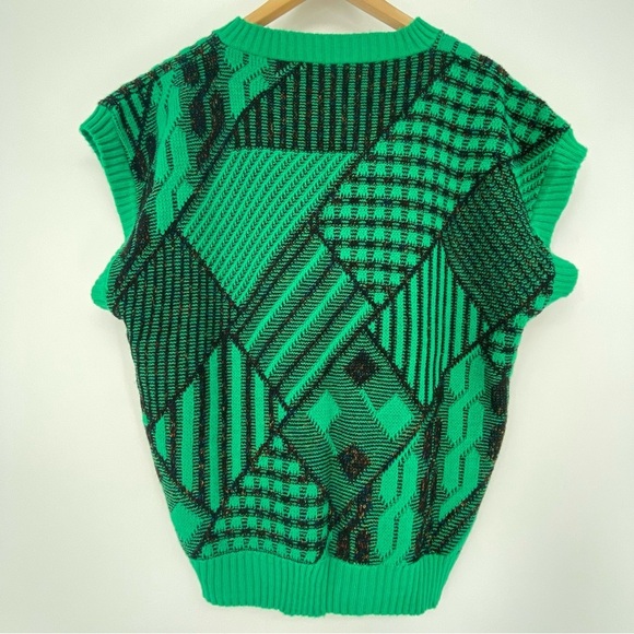 Vintage Centennial Knits Ltd. Women's Sweater Vest Short Sleeve Green Black - Picture 6 of 9